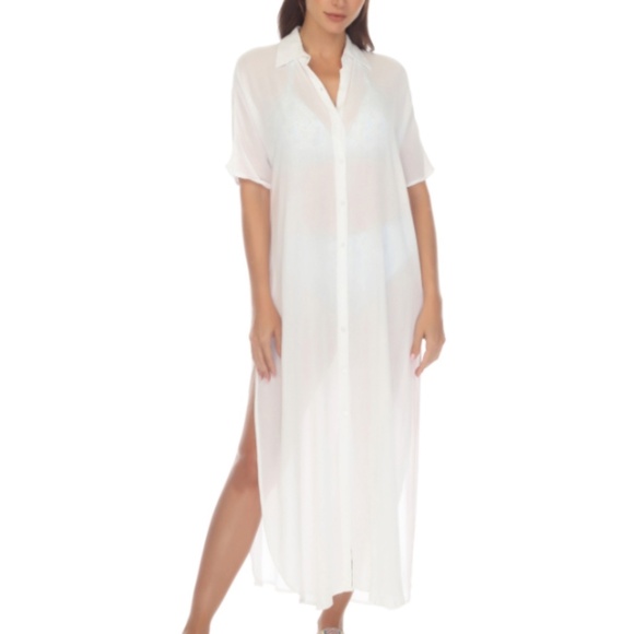 Raviya Other - Raviya Women's Button-Down Maxi Dress Cover-up - White